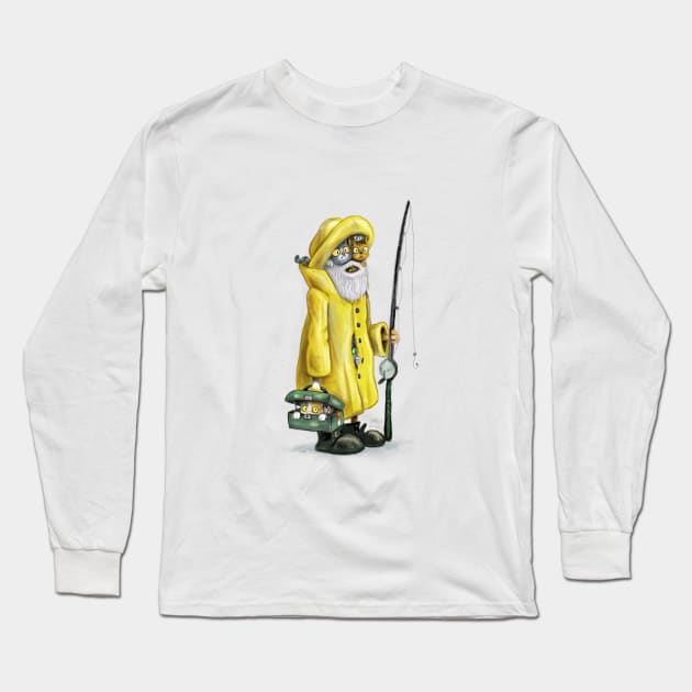 Cat fisherman Long Sleeve T-Shirt by ArtByJamesPowell